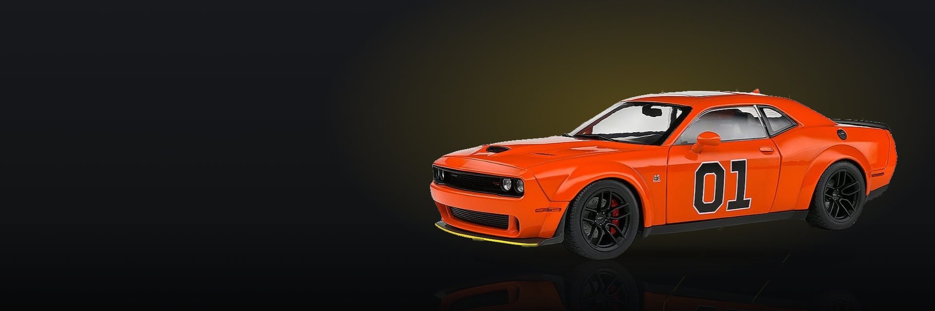 Dodge Challenger laranja em miniatura